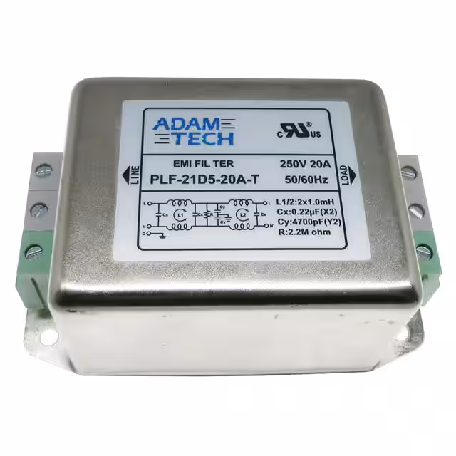 PLF-21D5-20A-T Adam Tech  Modules de filtrage de ligne électrique
