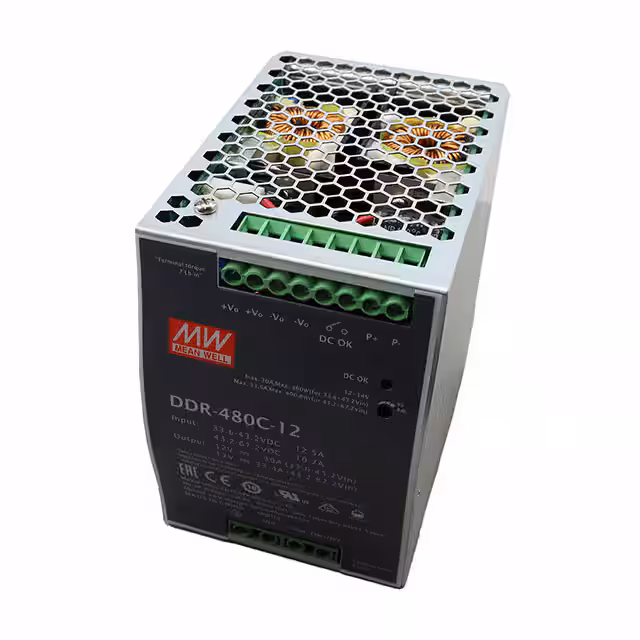 DDR-480C-12 MEAN WELL USA Inc.  Industrial DIN Rail Power Supplies