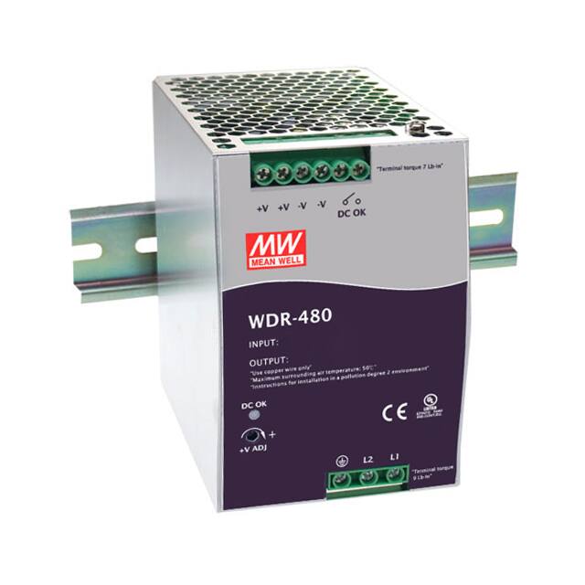 WDR-480-48 MEAN WELL USA Inc.  Industrial DIN Rail Power Supplies