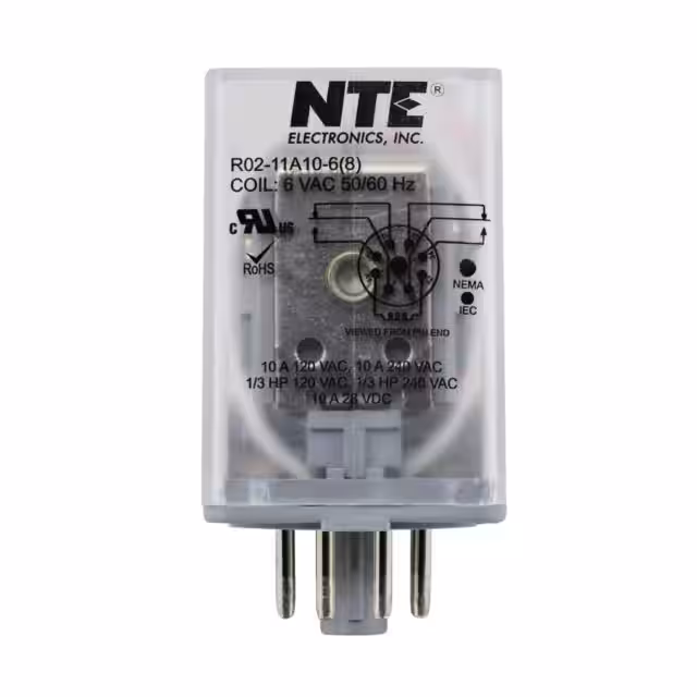 R02-11A10-6 NTE Electronics, Inc  Power Relays Over 2 Amps