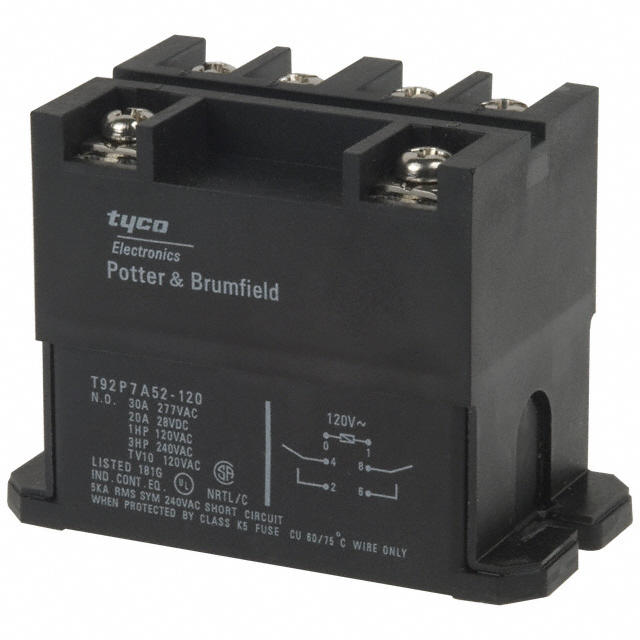 T92P7A52-120 TE Connectivity Potter & Brumfield Relays  Power Relays Over 2 Amps