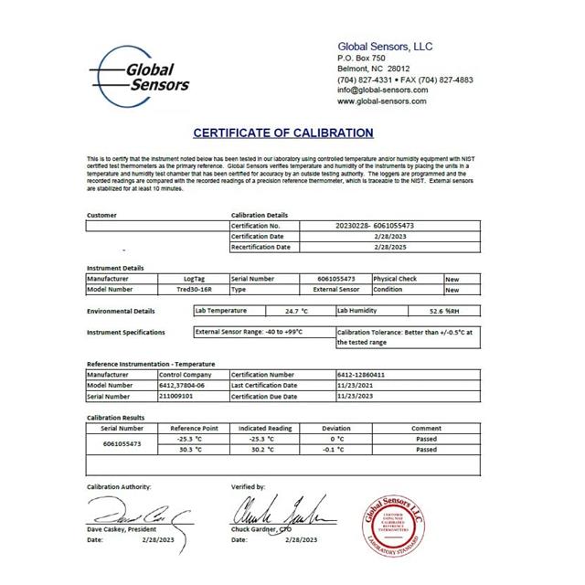 TRID30-7R w/2-Point Calibration LogTag  Thermometers