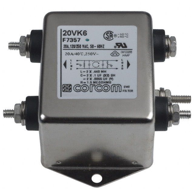 20VK6 TE Connectivity Corcom Filters  Modules de filtrage de ligne électrique